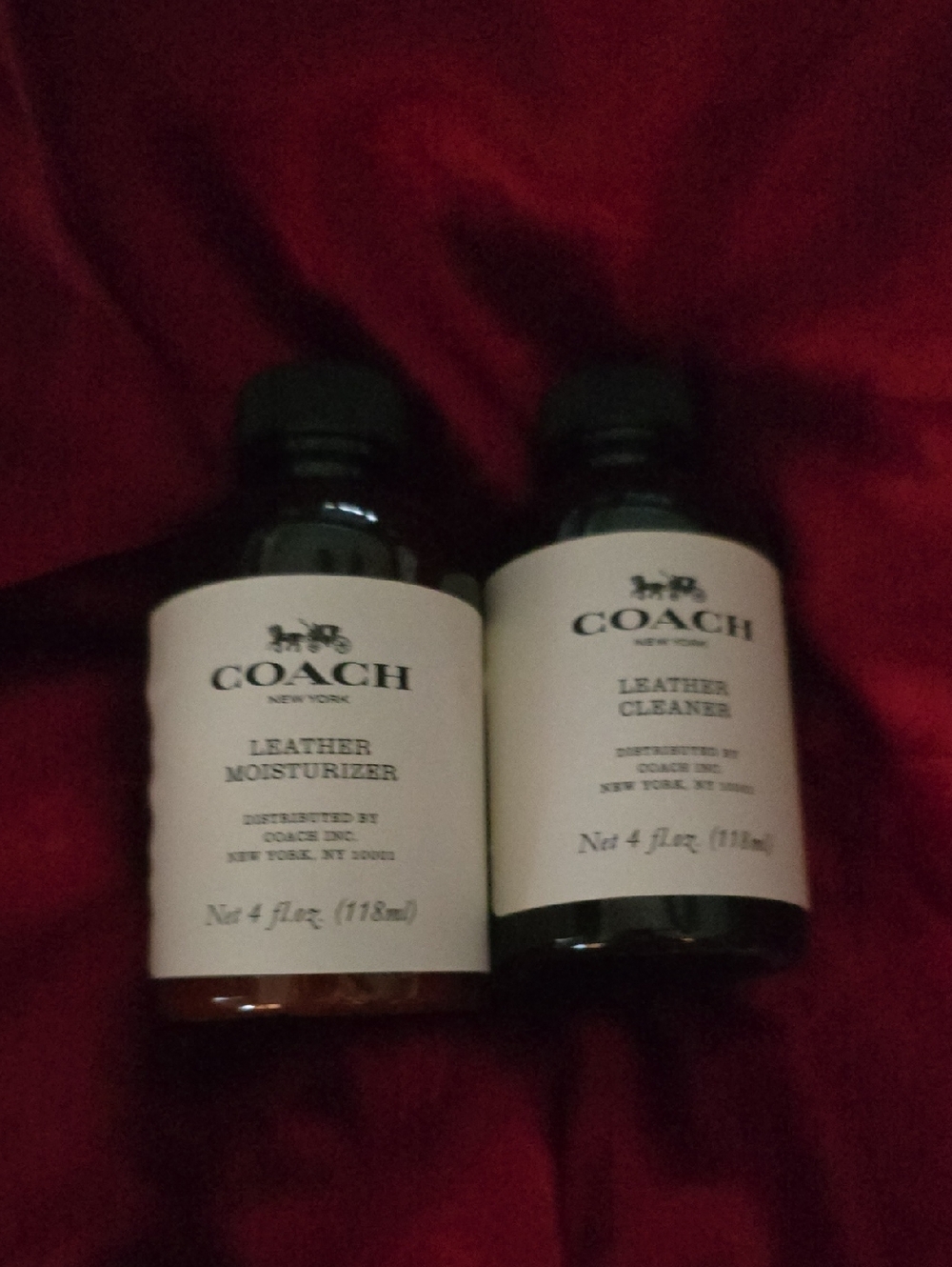 Coach Leather Moisturizer & Cleaner Set - White Labels with Black Caps